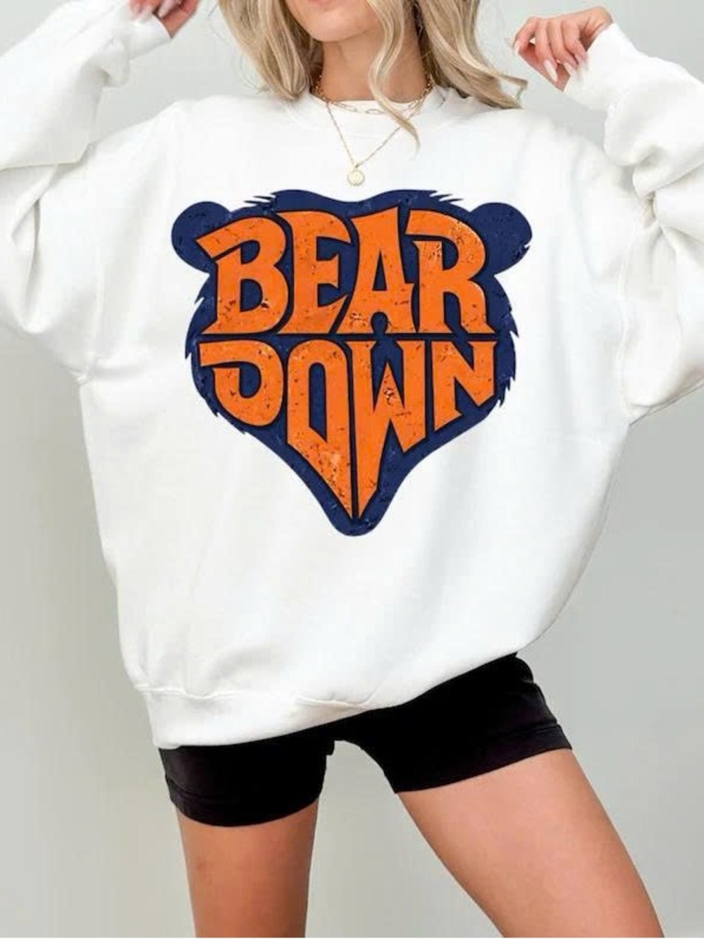 White "Bear Down" Graphic Sweatshirt - Women